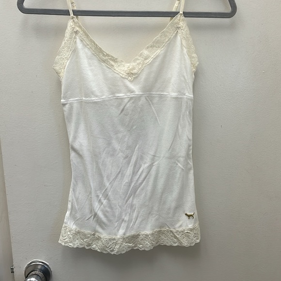 Pink White Lace Trim Camisole  Size Medium. - Picture 5 of 9